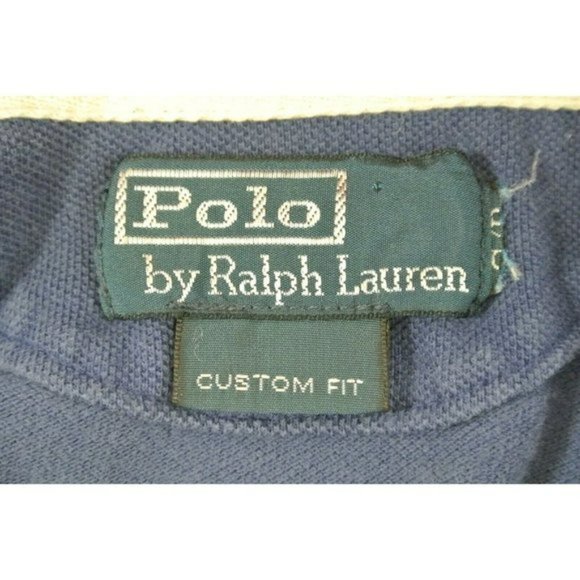 Polo Ralph Lauren Shirt Navy Blue w Red Collar RLPC Crest Custom Fit Mens - Picture 8 of 10